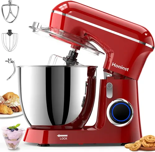 Honinst 6.5 Qt Stand Mixer, 10-Speed, 660W — Red